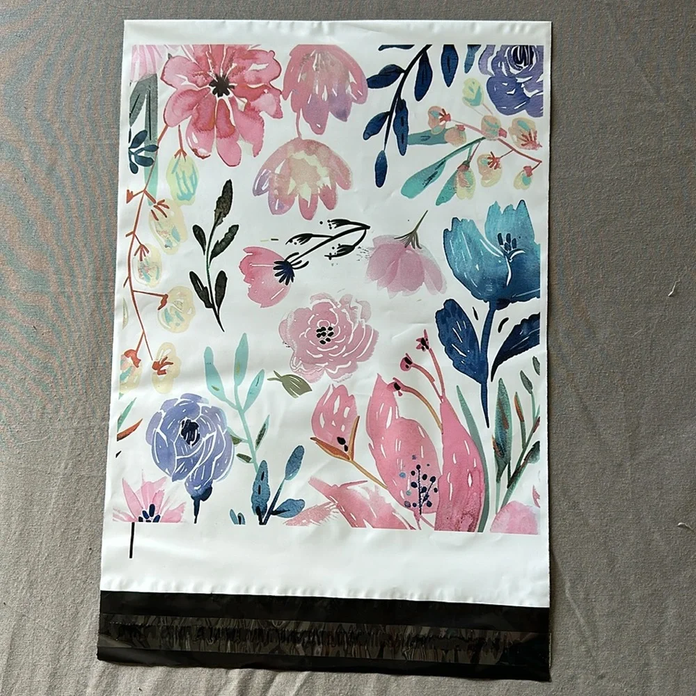 10x13 floral poly mailers bundle 15 - plus mystery thank you cards and stickers